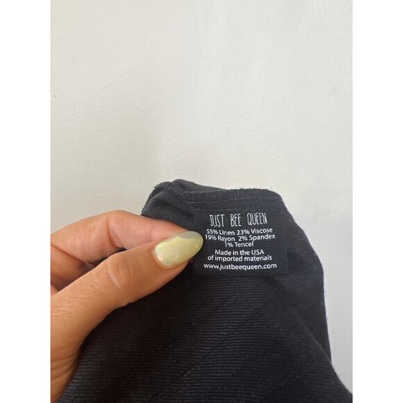 NWT Just Bee Queen Linen Blend Kai Pleated Ankle Straight Leg Black Pant - Picture 8 of 10